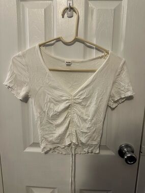 Garage Cream Ruched V-Neck Crop Top